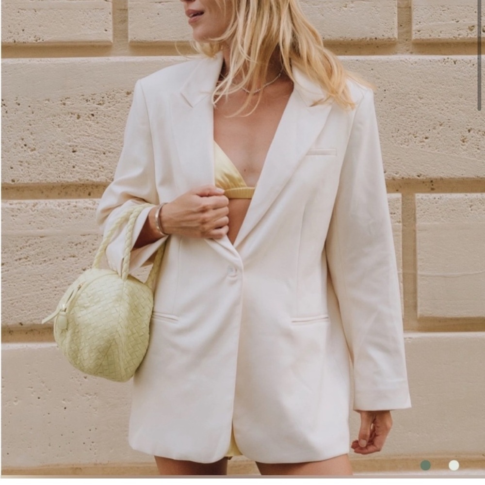 Daily Drills Cream Blazer Tailored Suit Jacket